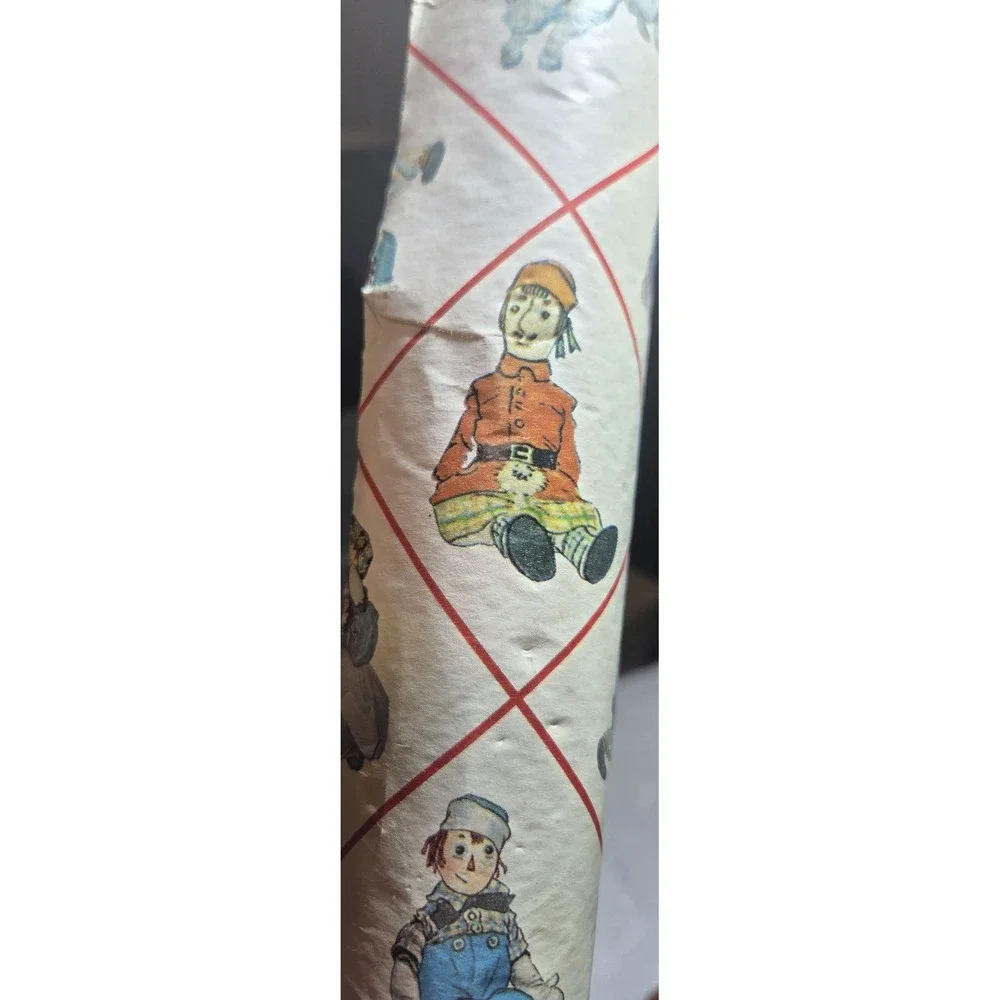Vintage Raggedy Ann & Andy Wallpaper Red Diamond Nursery Retro 18